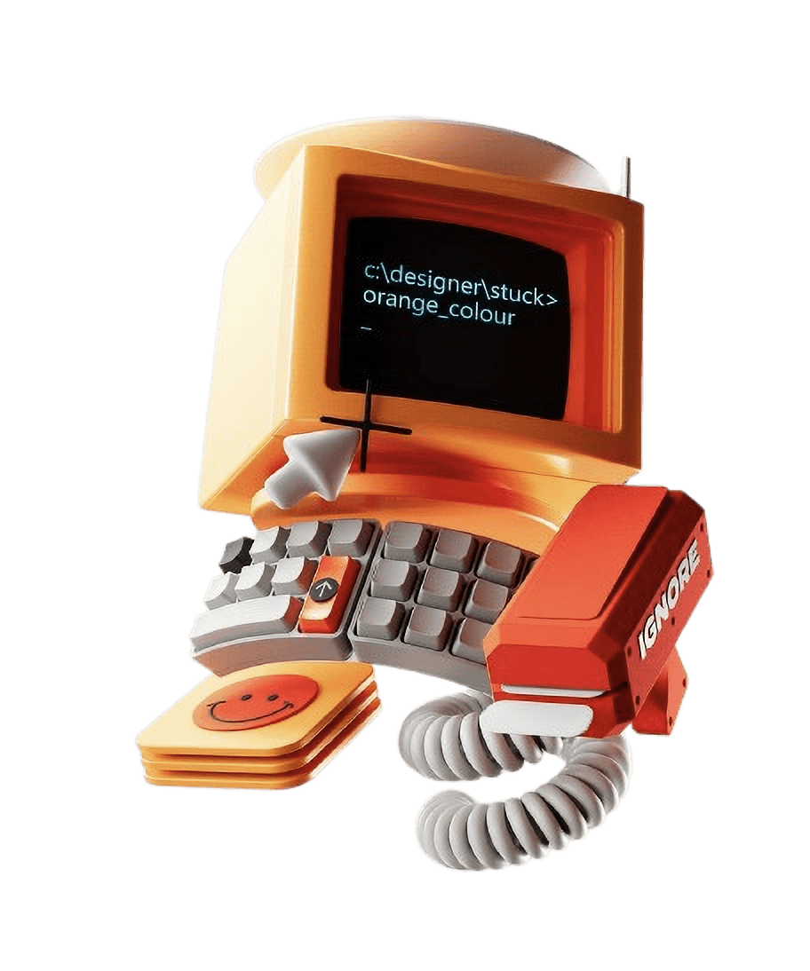 A playful retro computer assembled from digital tools